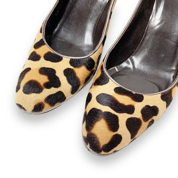Stuart Weitzman Pony Hair Cheetah Animal Print Platform Leather Pumps Women’s 8M - Picture 6 of 13